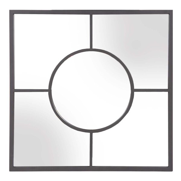 Palacedesigns Graphite Geometric Design Square Metal Wall Mirror PA3092072 - main